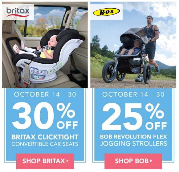 BOB Strollers &amp; Britax car seats on sale October 14-30!