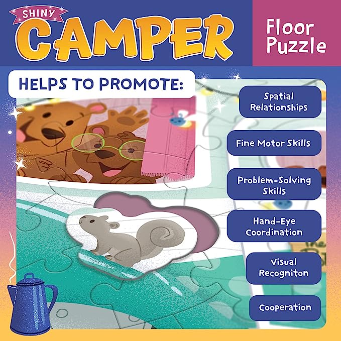 Peaceable Kingdom Shiny Camper Floor Puzzle - 45 Pieces