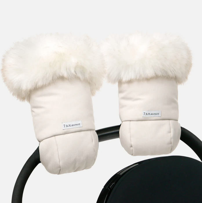 7 AM Enfant Warm Muffs Tundra Collection - Beige / White