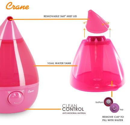 Crane Ultrasonic Cool Mist Humidifier Drop Shape
