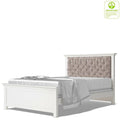 Romina Karisma Full Bed with Tufted Back Panel - Solid White / Beige Velvet