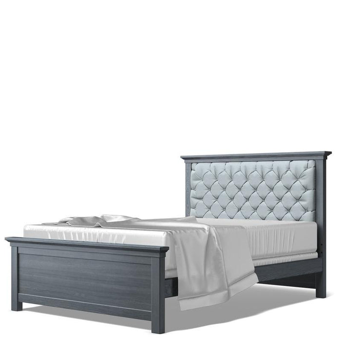 Romina Karisma Full Bed with Tufted Back Panel - Storm / Grey Linen