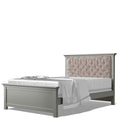 Romina Karisma Full Bed with Tufted Back Panel - Vintage Grey / Beige Velvet