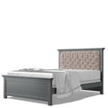 Romina Karisma Full Bed with Tufted Back Panel - Washed Grey / Beige Velvet