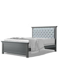 Romina Karisma Full Bed with Tufted Back Panel - Washed Grey / Grey Linen