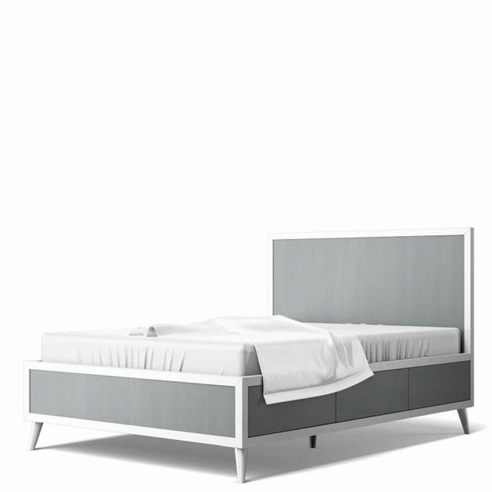 New York Full Bed Solid White Washed Grey