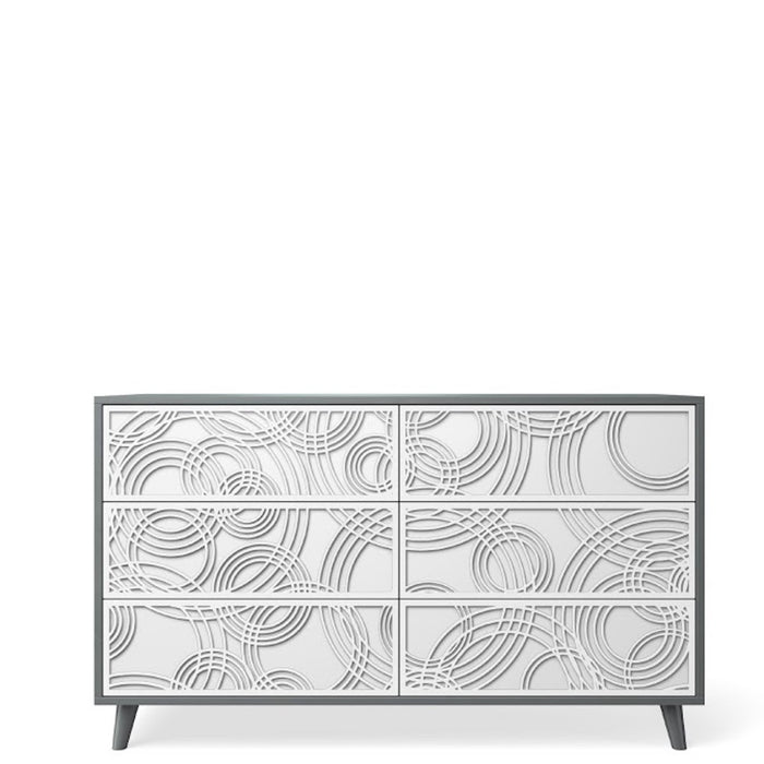 New York Double Dresser Washed Grey Solid White Circle