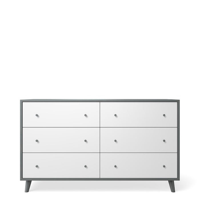 New York Double Dresser Washed Grey Solid White