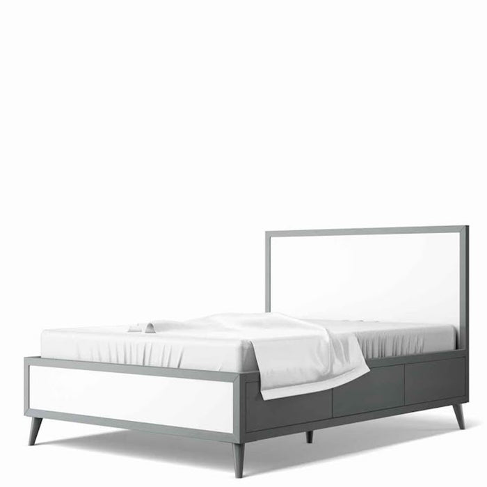 New York Full Bed Washed Grey-SolidWhite
