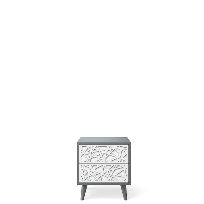New York Night Stand Washed Grey Solid White Stripe