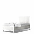 New York Twin Bed Solid White Silver Frost