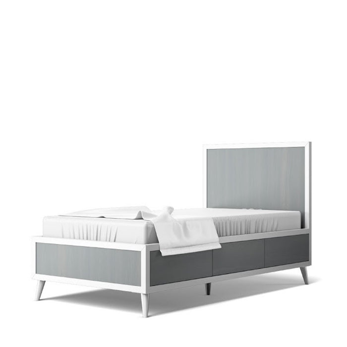 New york Twin Bed White Washed Grey
