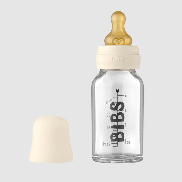 BIBS Glass Baby Bottle Complete Set 110ml - Ivory
