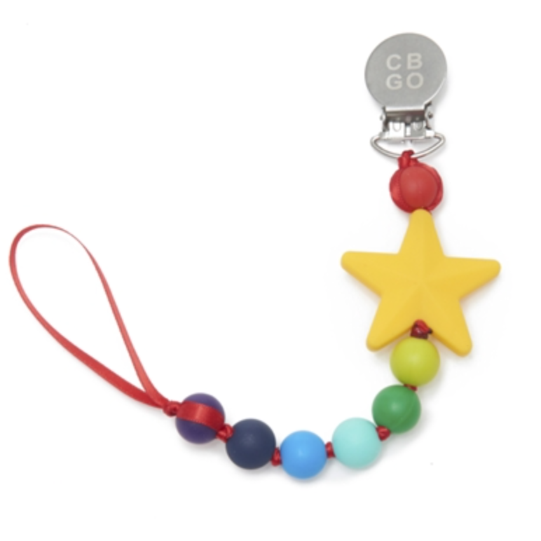 Chewbeads Where's the Pacifier Clip - Rainbow Star