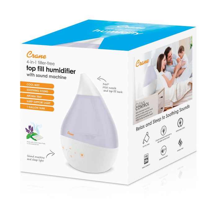 Crane 4-in-1 Cool Mist Drop Humidifier - White