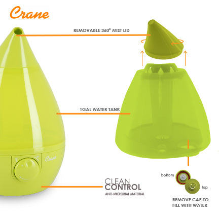 Crane Ultrasonic Cool Mist Humidifier Drop Shape