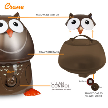 Crane Ultrasonic Cool Mist Humidifier Owl