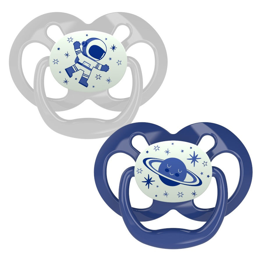 Dr. Brown's Advantage Glow-In-The-Dark Pacifiers 2-Pack - Stage 2 (6-18 Months) BLUE