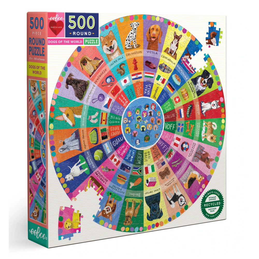 Eeboo Dogs of the World 500-Piece Round Puzzle