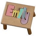 Name Stool in Natural with Pastel Letters