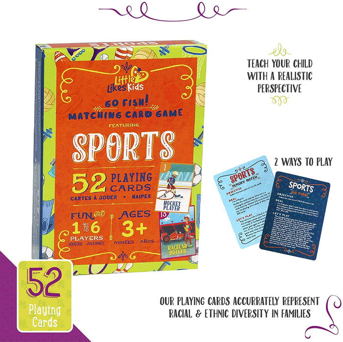 Little Likes Kids Sports Go Fish Playing Card Game