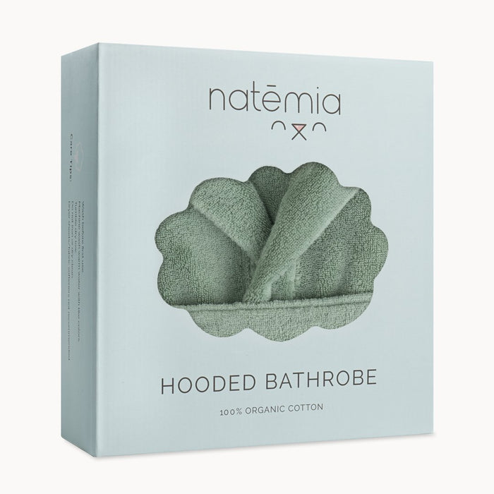 Natemia Organic Cotton Hooded Robe 0-24 Months - Sage