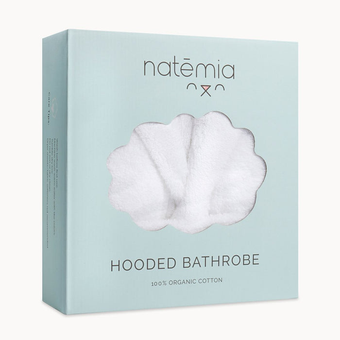Natemia Organic Cotton Hooded Robe 0-24 Months - White