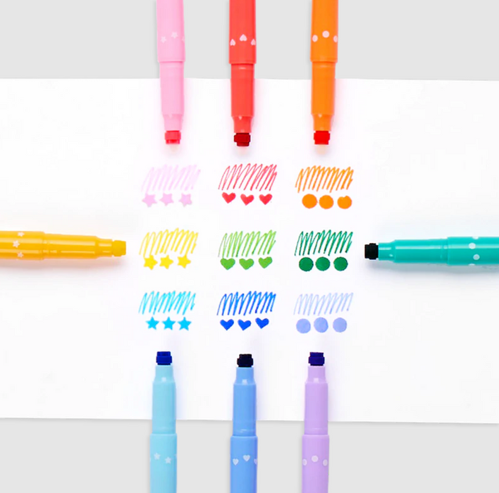 Ooly Confetti Stamp Double-Ended Markers 9-Pack