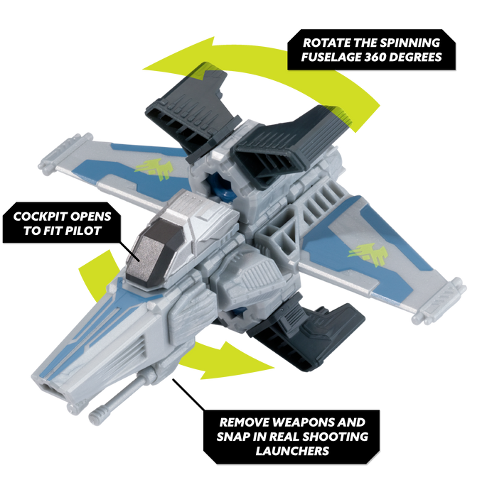 A graphic of an assembled star craft and the moving parts