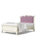 Romina Cleopatra Full Bed with Tufted Headboard - Bianco Satinato / Pink Velvet