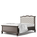 Romina Cleopatra Full Bed with Tufted Headboard - Bruno Rosso / Beige Linen