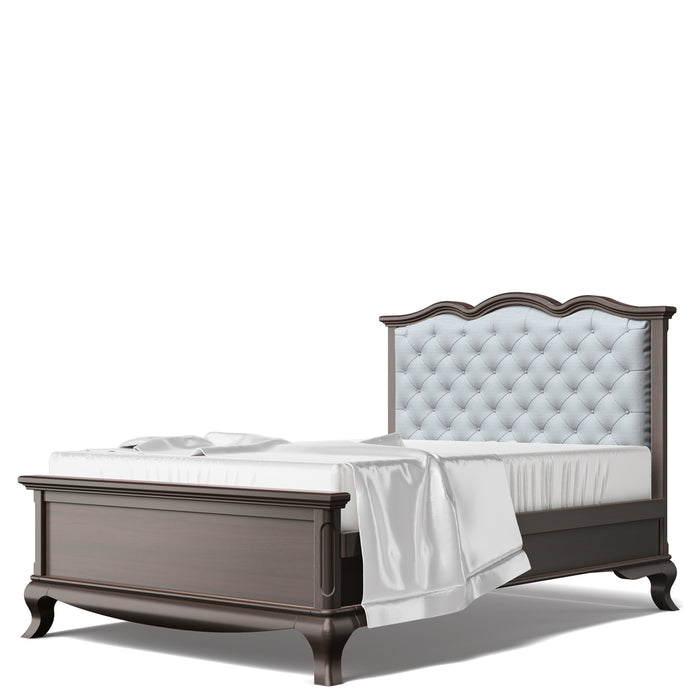 Romina Cleopatra Full Bed with Tufted Headboard - Bruno Rosso / Grey Linen