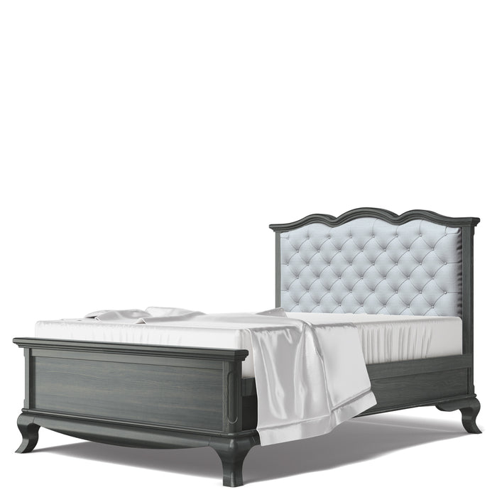 Romina Cleopatra Full Bed with Tufted Headboard - Espresso / Grey Linen