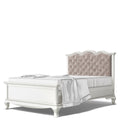 Romina Cleopatra Full Bed with Tufted Headboard - Solid White / Beige Velvet