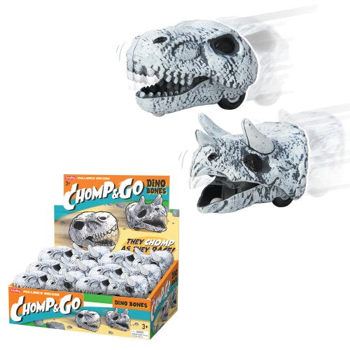 Schylling Dino Chomp and Go Pull Back Racer - 1 Dino Skull Ships at Random, Styles Vary