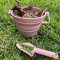 Scrunch Seedling Pot With Spade - Dusty Rose