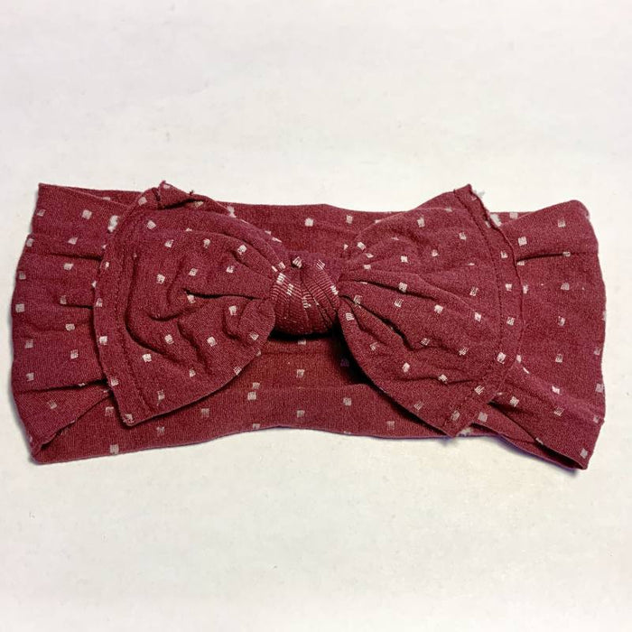 Sugar and Maple Baby Classic Bow Headband - Dots Mulberry